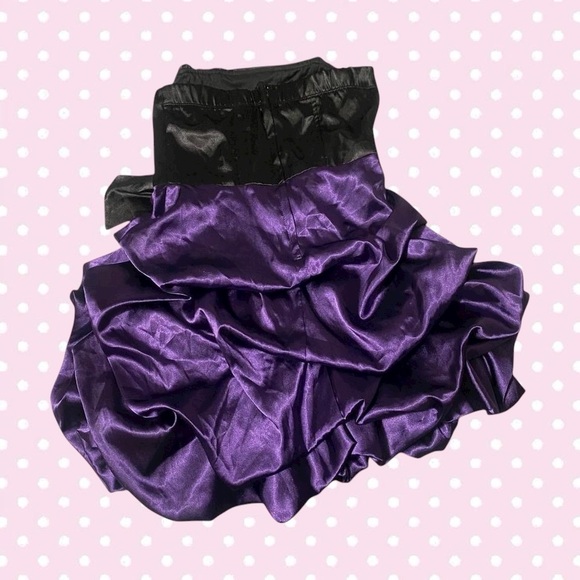 Vintage Y2K Purple & Black Mini Sleeveless Ruffled Dress with Bow Detail - Picture 3 of 6